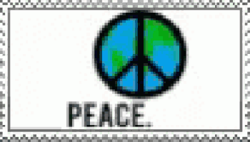 a peace sign with the word peace written below it