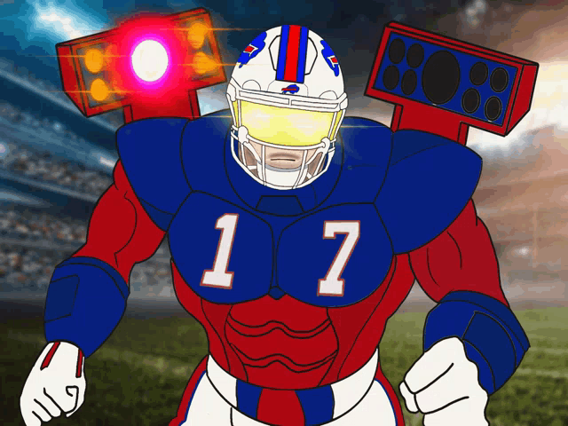 a cartoon of a football player with the number 17 on his jersey
