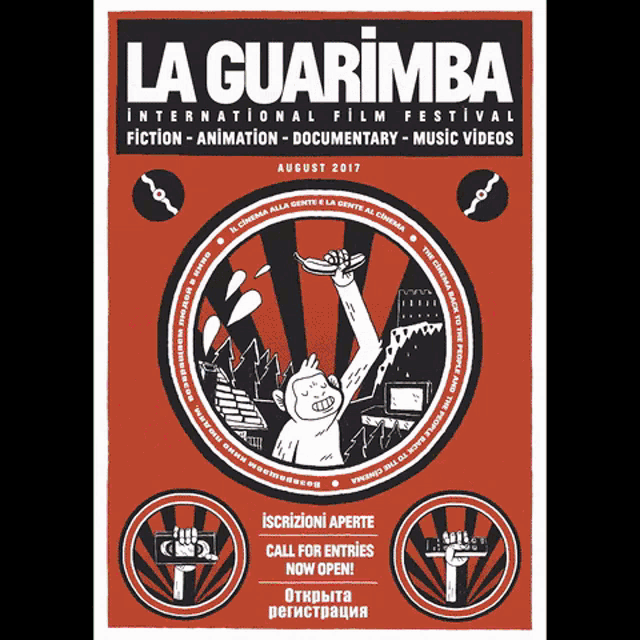 a red and black poster for la guarimba international film festival