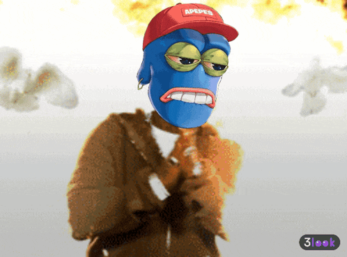 a cartoon character wearing a red hat that says apes
