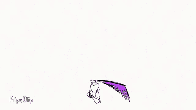 a drawing of a person holding a purple umbrella .
