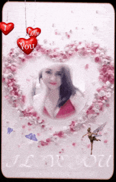 a picture of a woman in a heart shaped frame with the words i love you