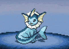 a pixel art of a pokemon standing in the water .