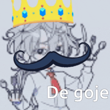 a drawing of a man with a mustache and a crown on his head