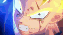 a close up of a cartoon character 's face with glowing eyes