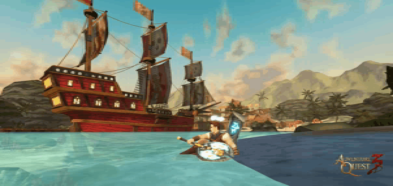 a game called adventure quest is being played on a cell phone