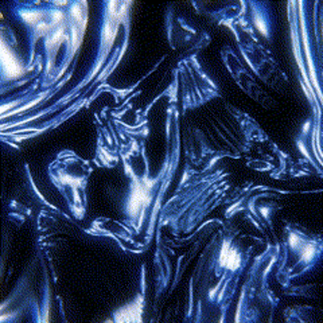 a close up of a blue and black painting