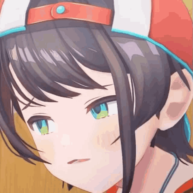 a close up of a anime character wearing a baseball cap