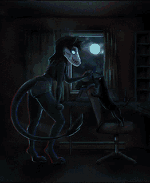 a computer generated image of a woman standing next to a cat