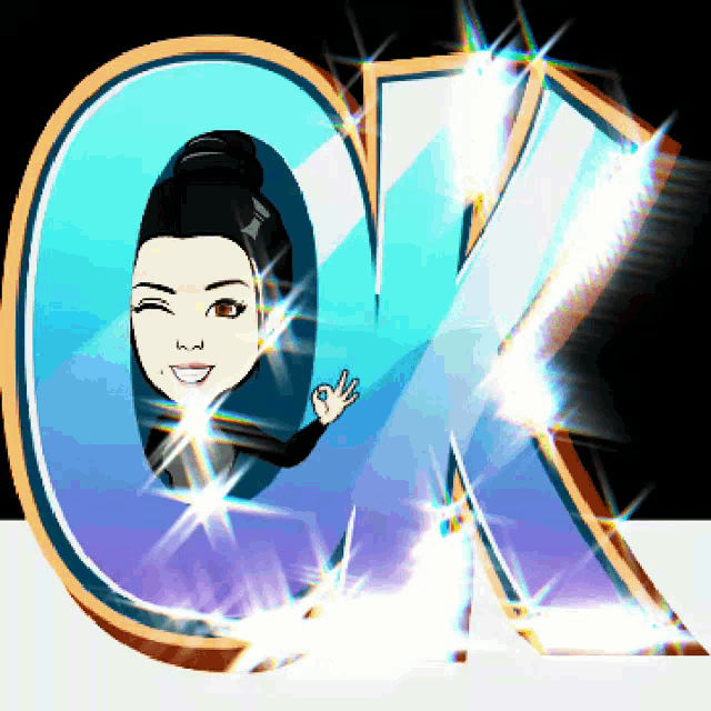 a letter o with a cartoon woman in it