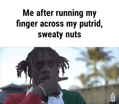 a man with dreadlocks is making a funny face while holding his hand to his chin .
