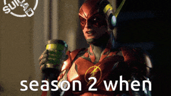 a man in a superhero costume is holding a cup and the words season 2 when are below him