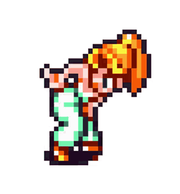a pixel art drawing of a girl with long hair