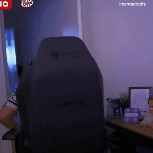 a man sits in an omega gaming chair