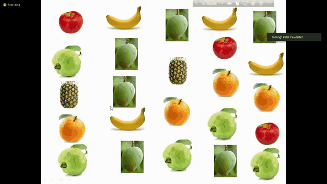 a screenshot of a computer screen showing different fruits