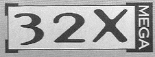 a black and white photo of a license plate that says 32x mega .