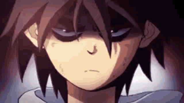 a close up of a cartoon character 's face with a serious expression .