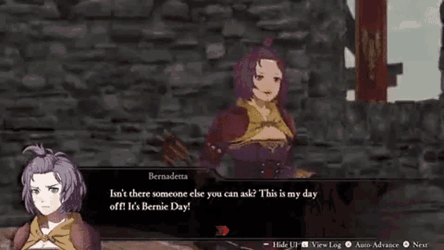 a woman is talking to another woman in a video game while holding a bow and arrow .