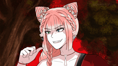 a drawing of a woman with a cat ear headband and the name erinalycoris at the bottom