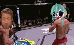 two men are fighting in a boxing ring with a bud light sign in the background
