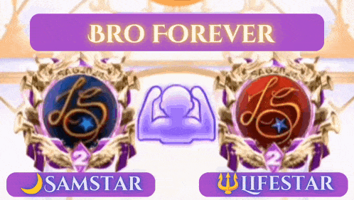 a purple banner with bro forever and samstar written on it
