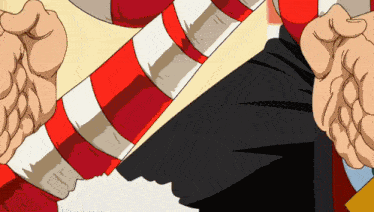 a cartoon drawing of a person holding a striped object