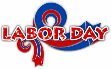 a red white and blue logo for labor day with stars