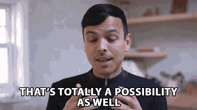 a man in a black jacket is saying that 's totally a possibility as well