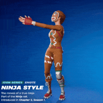 a gingerbread man in a ninja style outfit giving a thumbs up