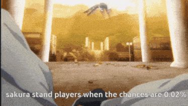 a screenshot of a video game that says " sakura stand players when the chances are 0.02% "