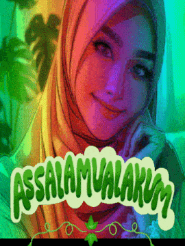 a woman wearing a hijab with the words assalamualaikum written on it