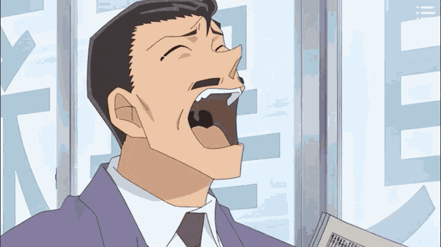 a cartoon man with his mouth open and a tear coming out of his eye