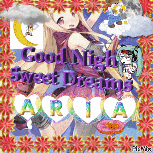 a picture of a girl with the words good night sweet dreams