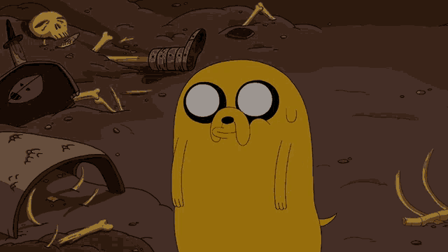 a cartoon of a dog standing in the dirt