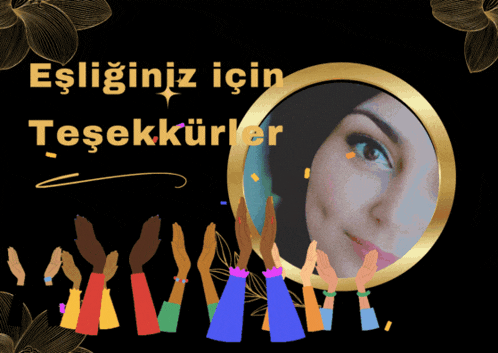 a picture of a woman in a gold frame with the words " eşliginiz için tesekkurler "