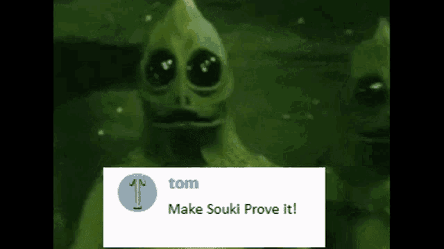 a picture of a lizard next to a message that says make souki prove it