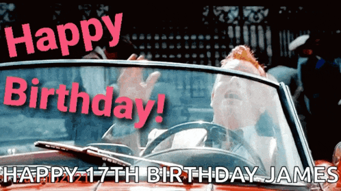 a man in a car says happy birthday
