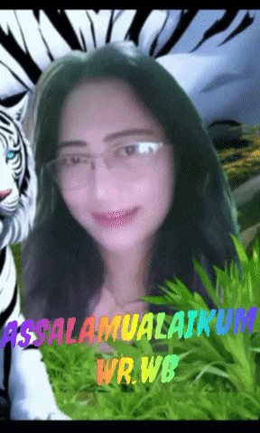 a picture of a woman with a tiger in the background and the words " selamat malam wr.wb "