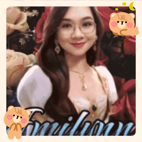 a picture of a woman with a teddy bear and the name emiliana