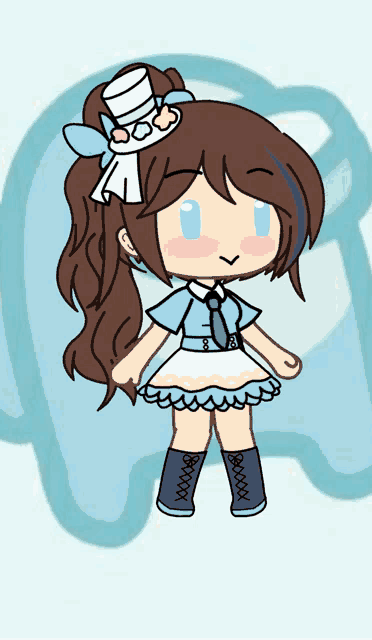 a drawing of a girl wearing a top hat and dress