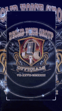 a shield with a microphone and headphones says dsolid voice group