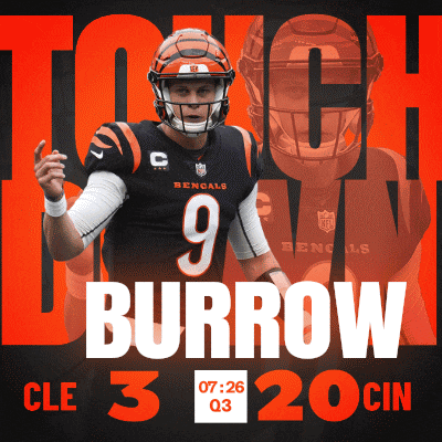 a poster for bengals quarterback burrow with the time of 7:26
