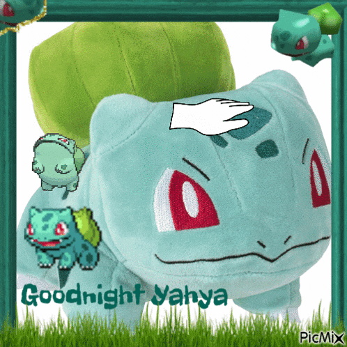 a picture of a stuffed animal with the words goodnight yahya on it