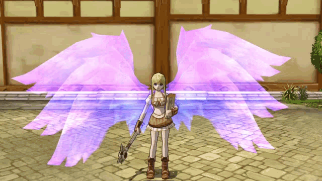 a girl with angel wings holds a sword