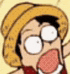 a cartoon character wearing a hat and glasses is making a surprised face .