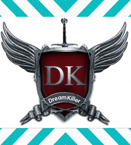 a logo for dream killer with a sword on top