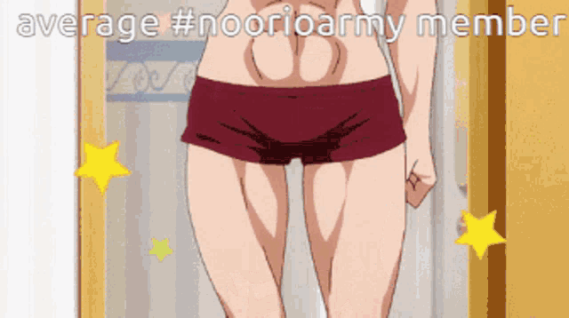 a cartoon of a woman standing in front of a mirror with the caption average #noorioarmy member