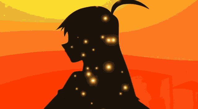 a silhouette of a girl with a bun in her hair