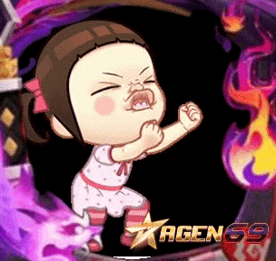 a cartoon girl with a mustache is making a funny face with her fist