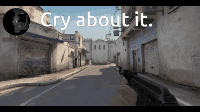 a video game screen says cry about it
